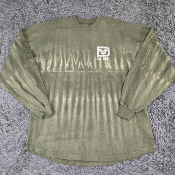 Disney World Spirit Jersey Medium Green Tye-Dye Long Sleeve Crew Neck T-Shirt - Picture 2 of 5